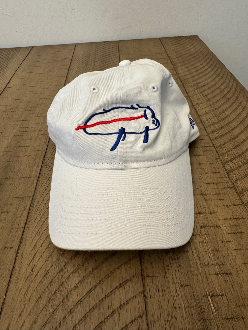 White Buffalo Bills Baseball Cap with Blue & Red Embroidered